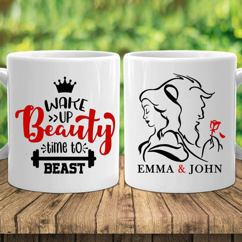 Mugs Wake Up Beauty Time To Beast Customized Mug For Couple