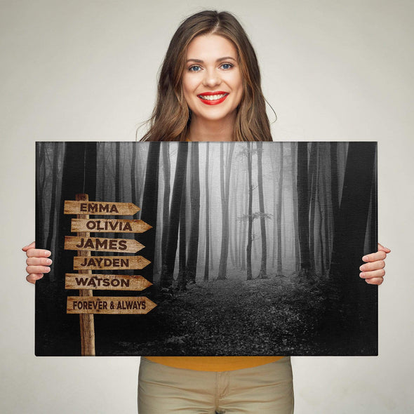 Mystery Forest Black And white Customized Canvas With Multi Names