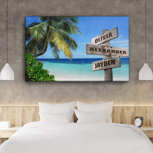 Ocean Breeze Color Customized Canvas With Multi Names