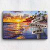 Ocean Color Sunset Custom Canvas With Multi Names