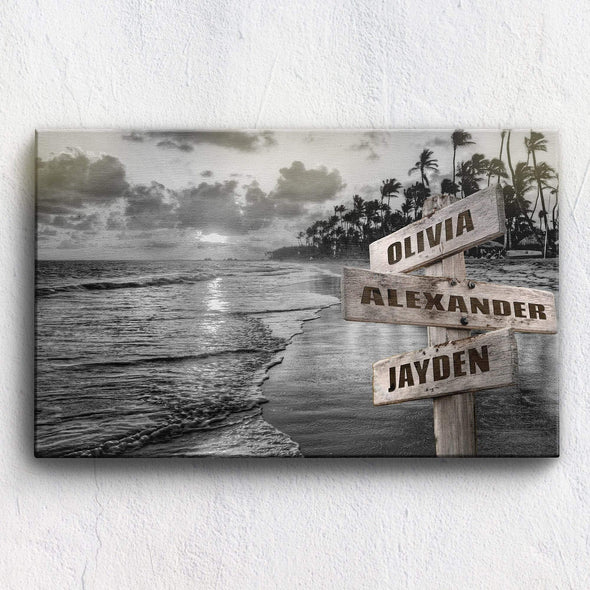 Ocean Sunset Customized Canvas With Multi Names