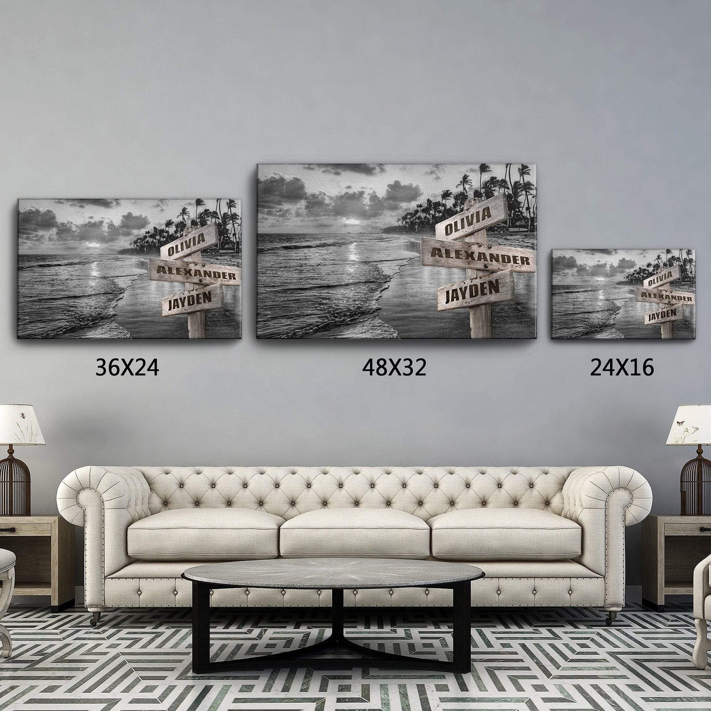 Ocean Sunset Customized Canvas With Multi Names
