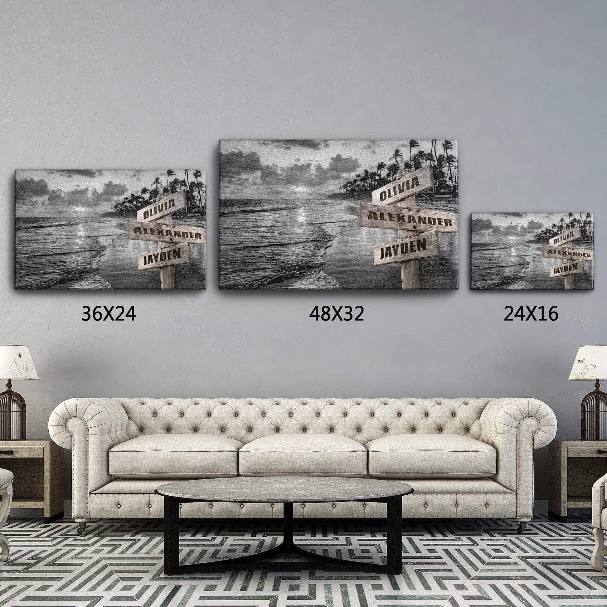 Ocean Sunset Customized Canvas With Multi Names