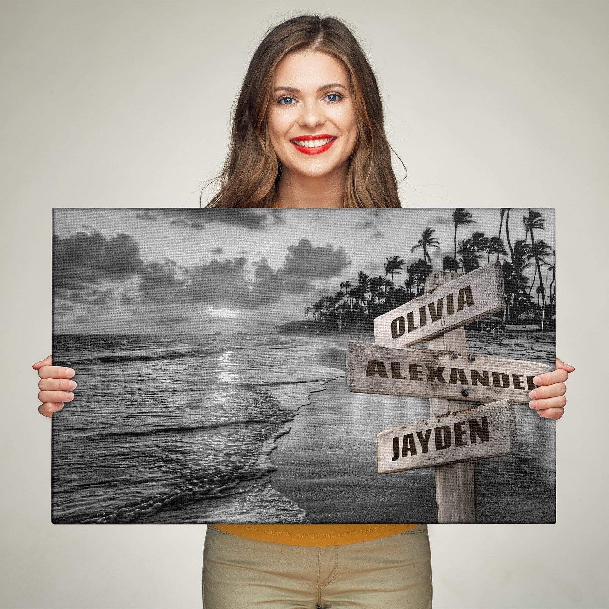 Ocean Sunset Customized Canvas With Multi Names