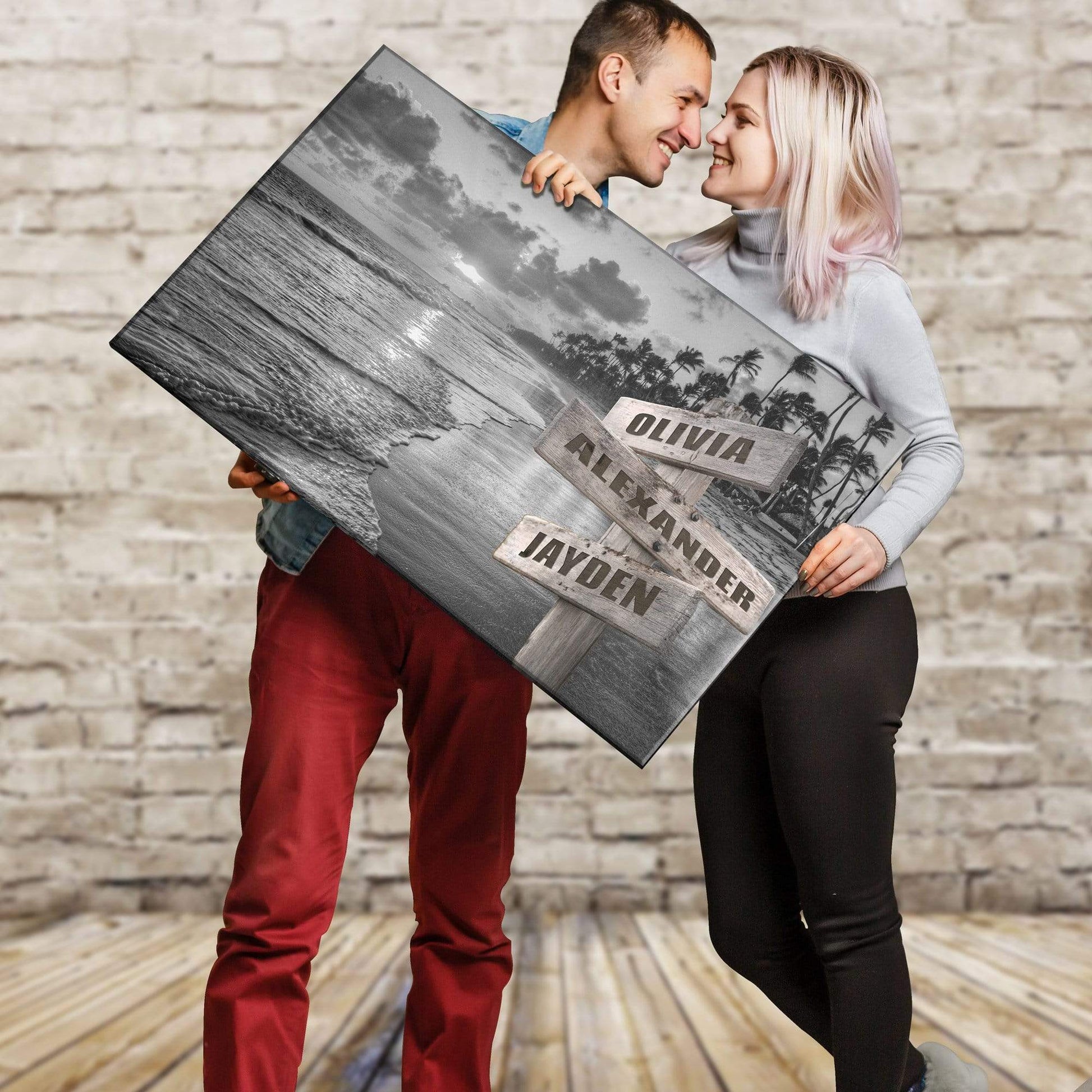 Ocean Sunset Customized Canvas With Multi Names