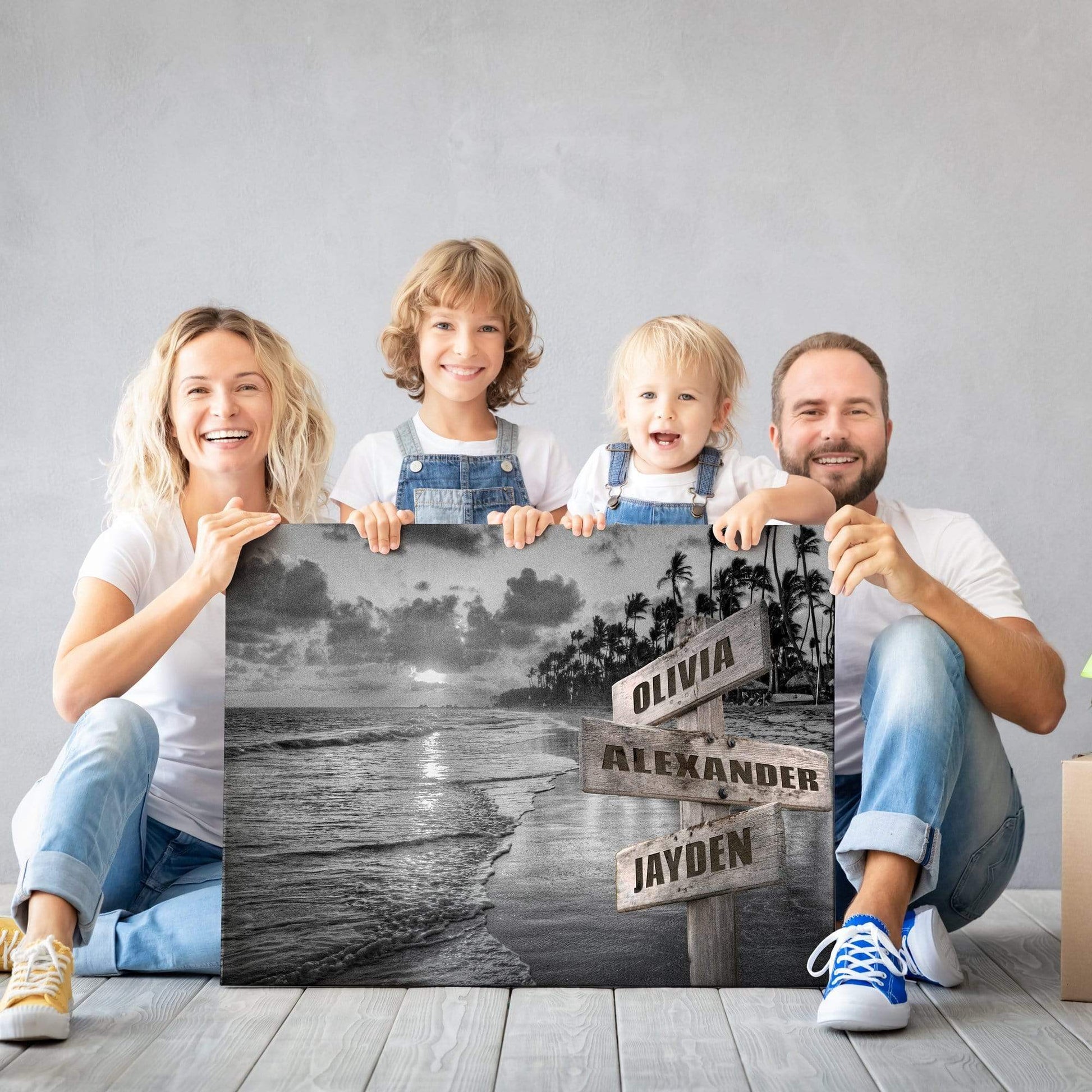 Ocean Sunset Customized Canvas With Multi Names