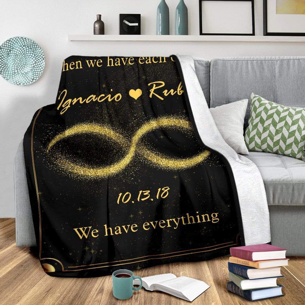 Personalized Blanket Custom Golden Infinity Blanket For Couple