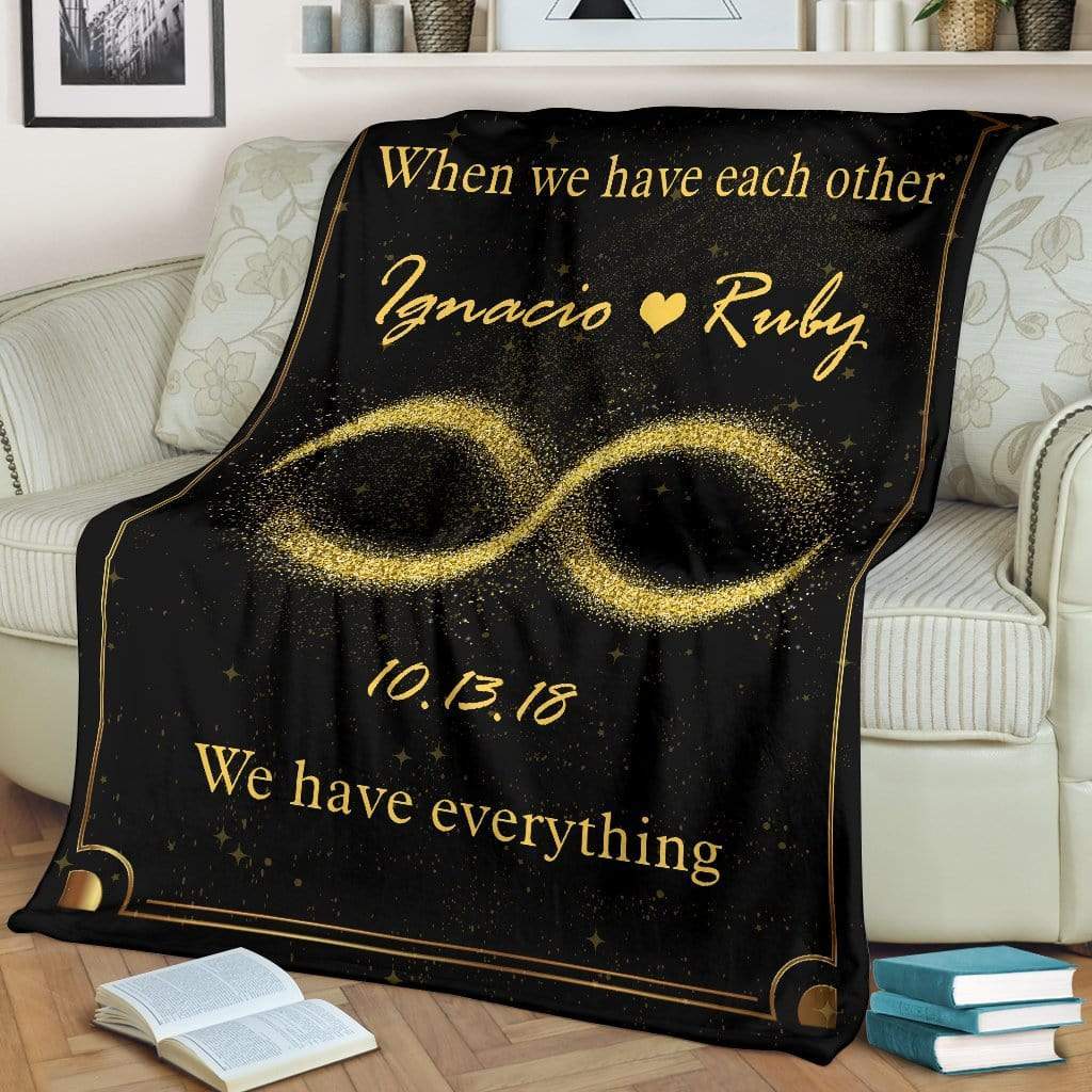 Personalized Blanket Adult-Best Selling-60"X80" Custom Golden Infinity Blanket For Couple