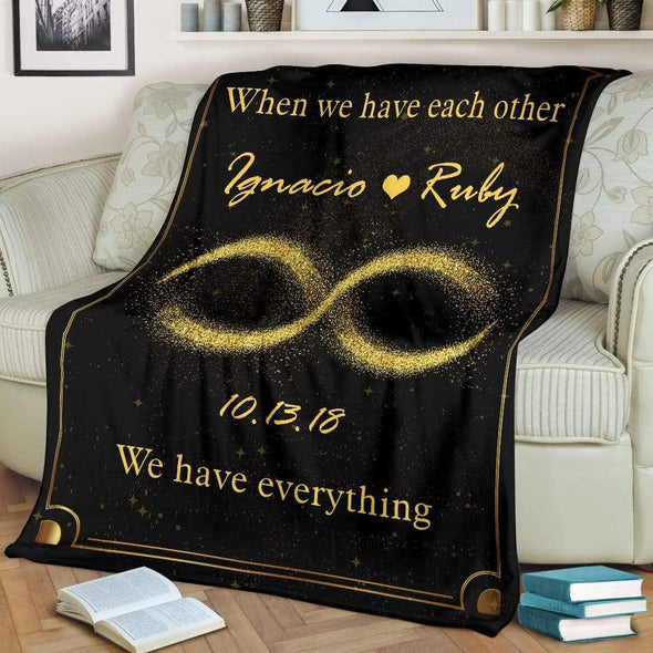 Personalized Blanket Adult-Best Selling-60"X80" Custom Golden Infinity Blanket For Couple