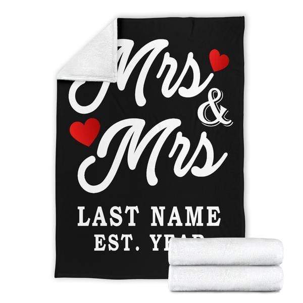Black Custom LGBT Mrs & Mrs Blanket with Wedding Year | Couple Desires