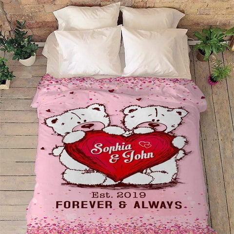 Personalized Blanket Customized Forever And Always Couples Blanket | Customized Couple Blankets