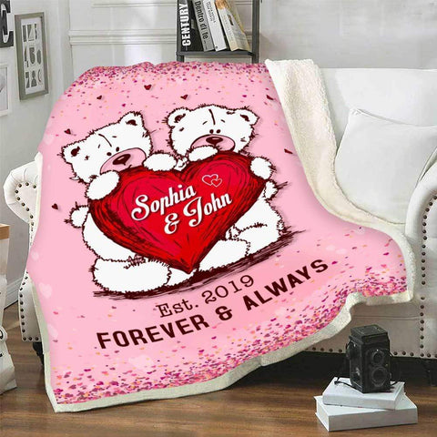 Personalized Blanket Customized Forever And Always Couples Blanket | Customized Couple Blankets