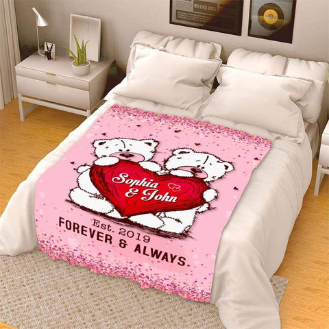 Personalized Blanket Customized Forever And Always Couples Blanket