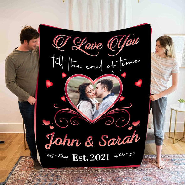 Personalized Blanket I Love You Till The End Of Time Custom Name & Photo Blanket