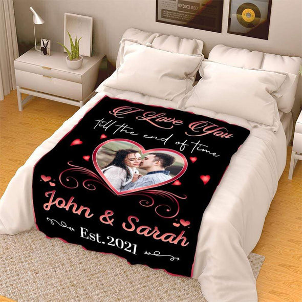 Personalized Blanket I Love You Till The End Of Time Custom Name & Photo Blanket
