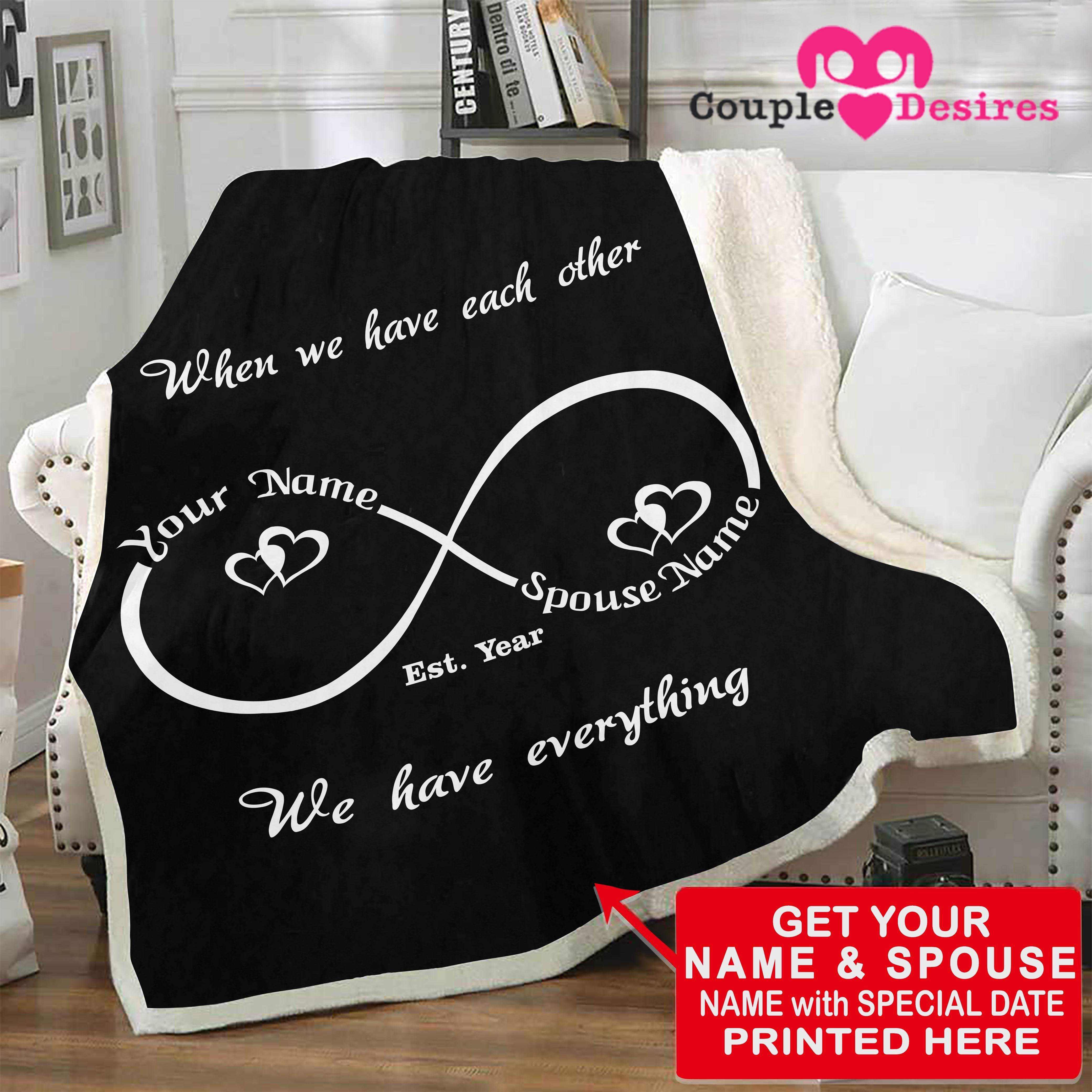 Infinity Love Personalized Blanket for Couples Couple Desires
