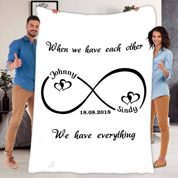 Personalized Blanket Adult-Best Selling-60"X80" / White Infinity Love Personalized Blanket