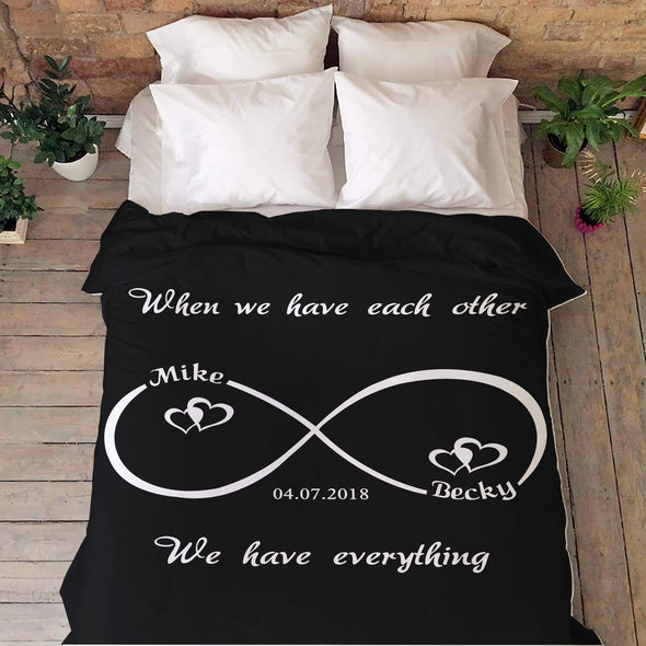 Personalized Blanket Youth-50"x60" / Black Infinity Love Personalized Blanket