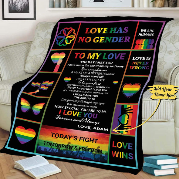 Personalized Blanket Love Has No Gender Customized LGBT Blanket