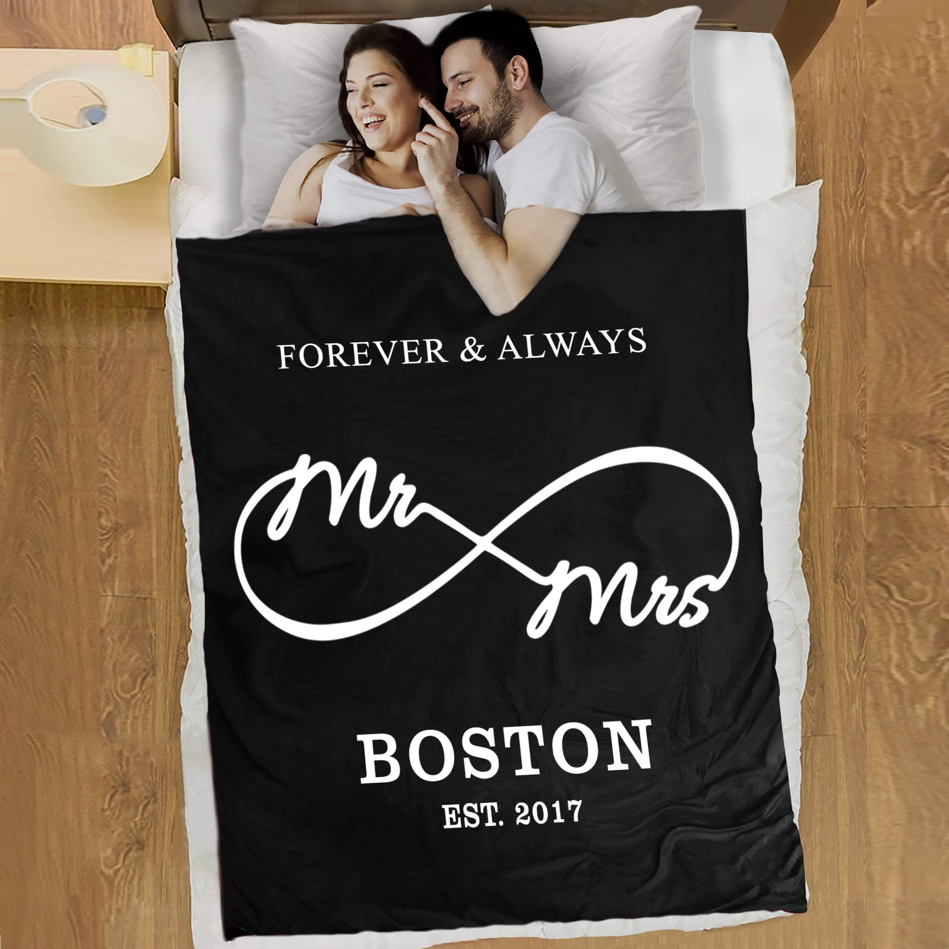 Love You "Always & Forever" Personalized Mr & Mrs Blanket