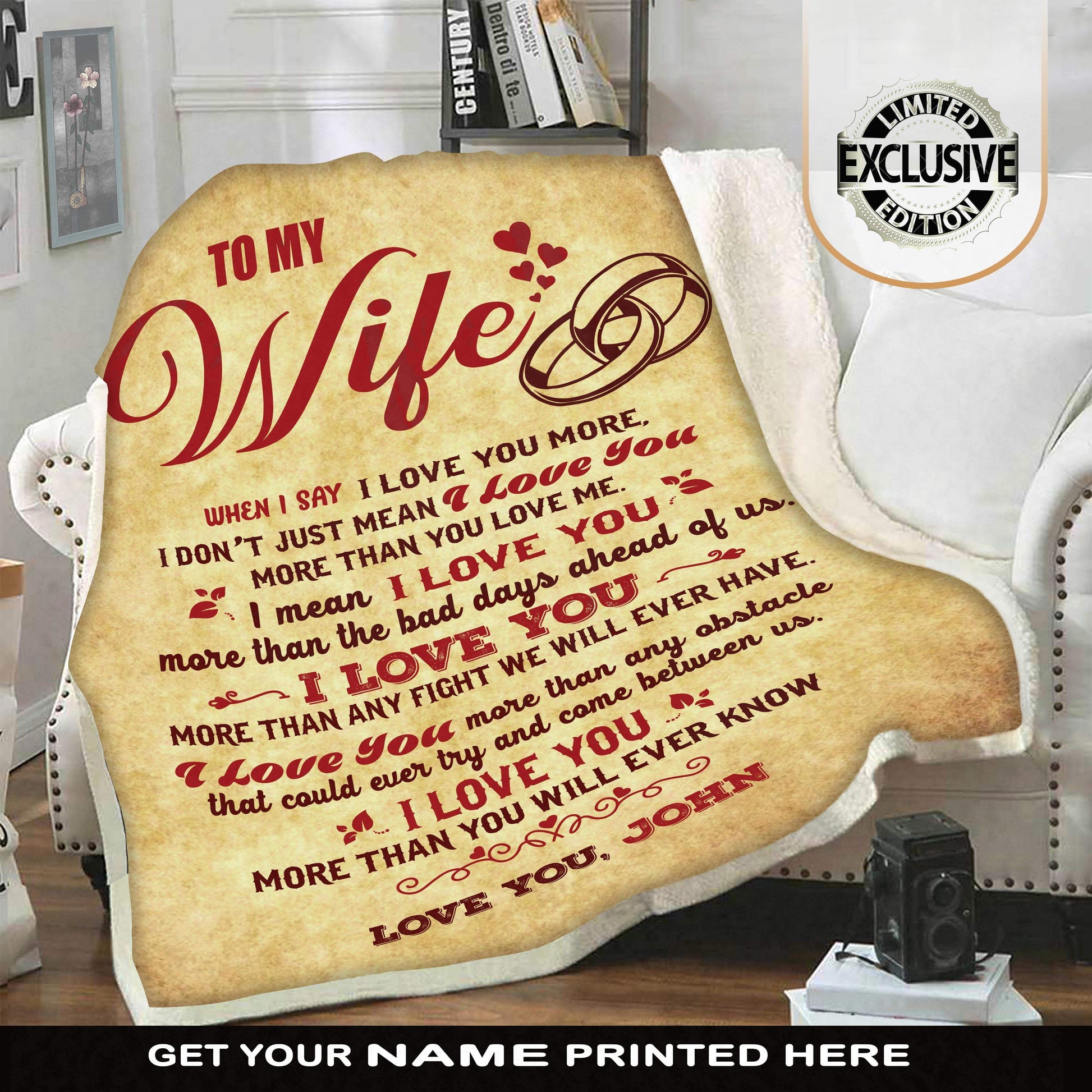 Lovely Personalized Blanket to My Wife