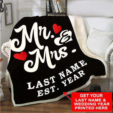 Mr And Mrs Custom Blanket With Name And Wedding Year 