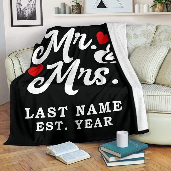 Mr And Mrs Custom Blanket With Name And Wedding Year 