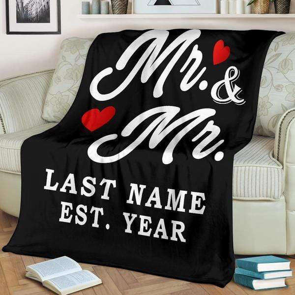 Mr & Mr LGBT Personalized Blanket with Wedding Year