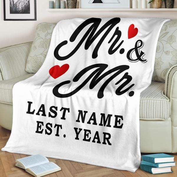 Mr & Mr LGBT Personalized Blanket with Wedding Year