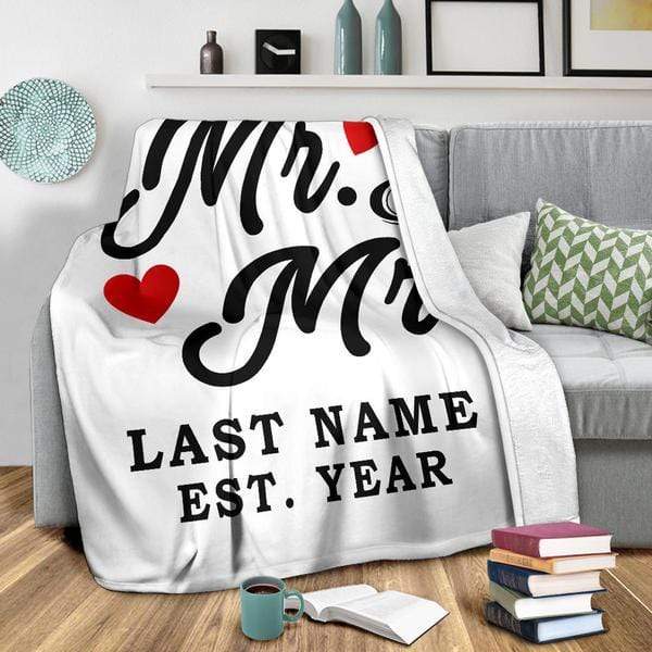 Mr & Mr LGBT Personalized Blanket with Wedding Year