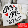White Mr & Mr LGBT Personalized Blanket with Wedding Year