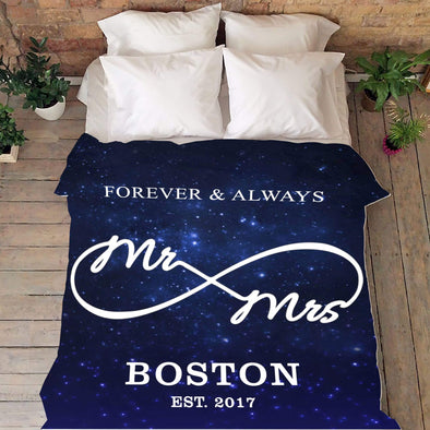 Mr & Mrs Personalized Blanket with Name & Wedding Year