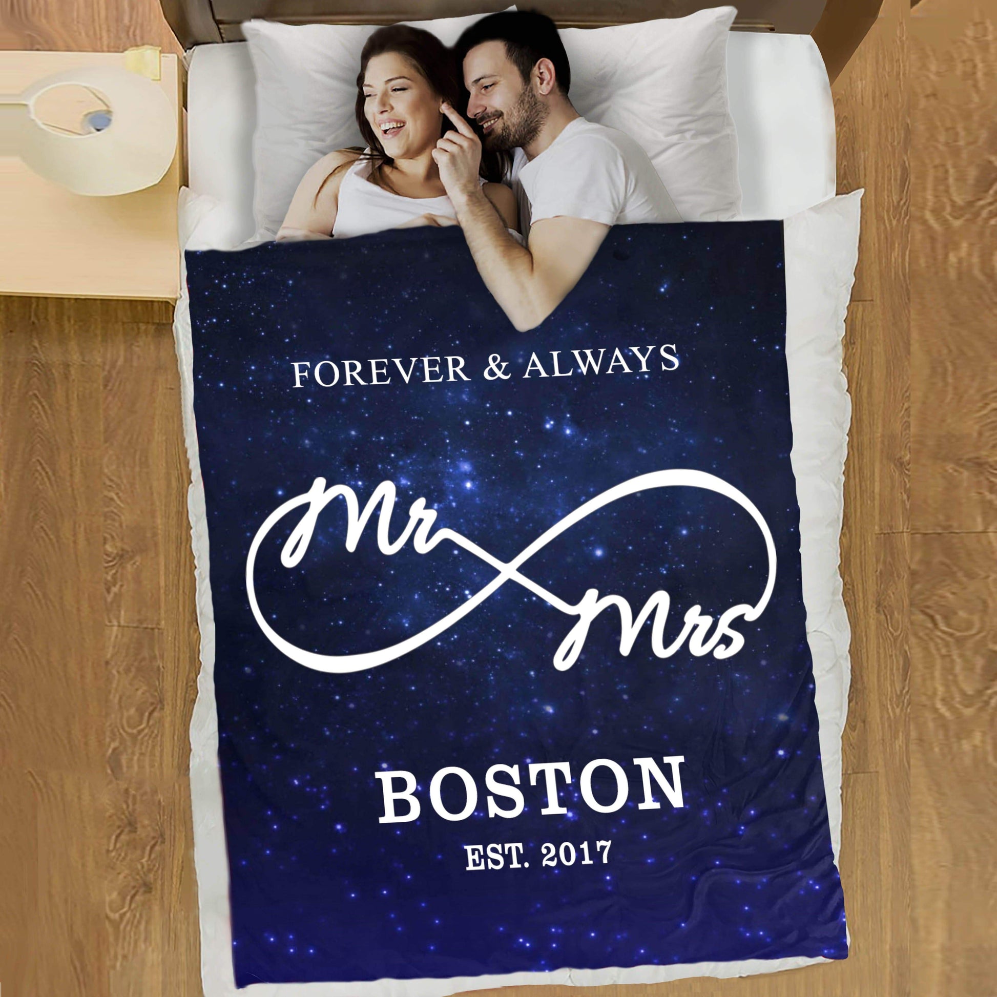 Mr & Mrs Personalized Blanket with Name & Wedding Year