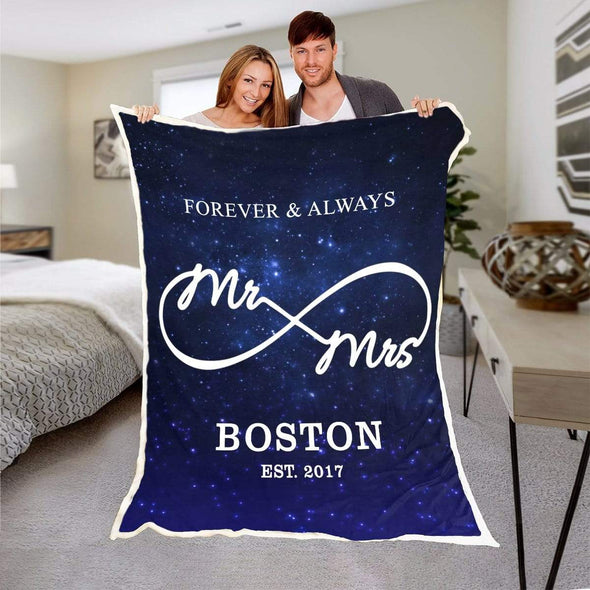 Mr & Mrs Personalized Blanket with Name & Wedding Year