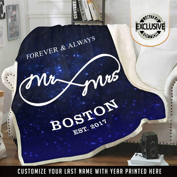 Mr & Mrs Personalized Blanket with Name & Wedding Year