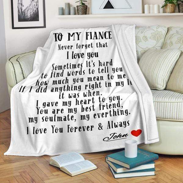 White Personalized Blanket: To My Fiancé with Name | Couple Desires