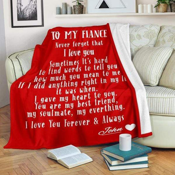 Red Personalized Blanket: To My Fiancé with Name | Couple Desires