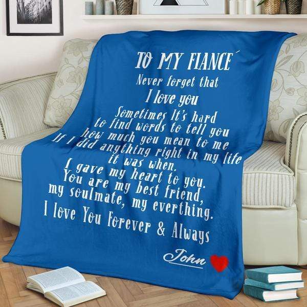Blue Personalized Blanket: To My Fiancé with Name | Couple Desires