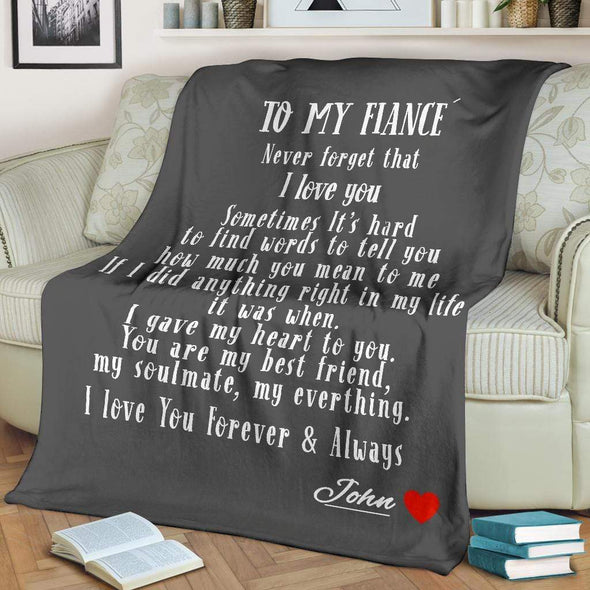 Gray Personalized Blanket: To My Fiancé with Name | Couple Desires