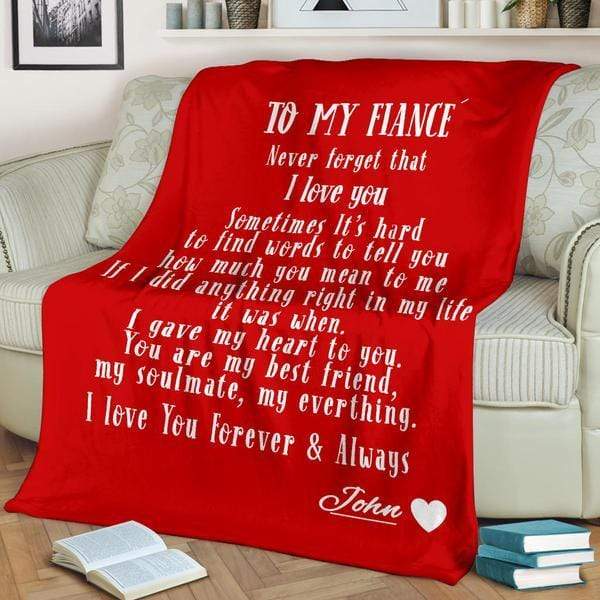 Red Personalized Blanket: To My Fiancé with Name | Couple Desires