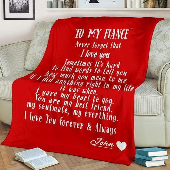 Red Personalized Blanket: To My Fiancé with Name | Couple Desires