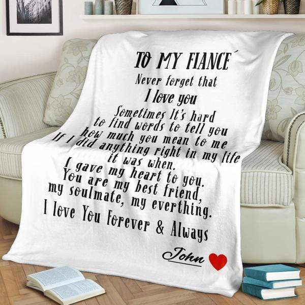 White Personalized Blanket: To My Fiancé with Name | Couple Desires