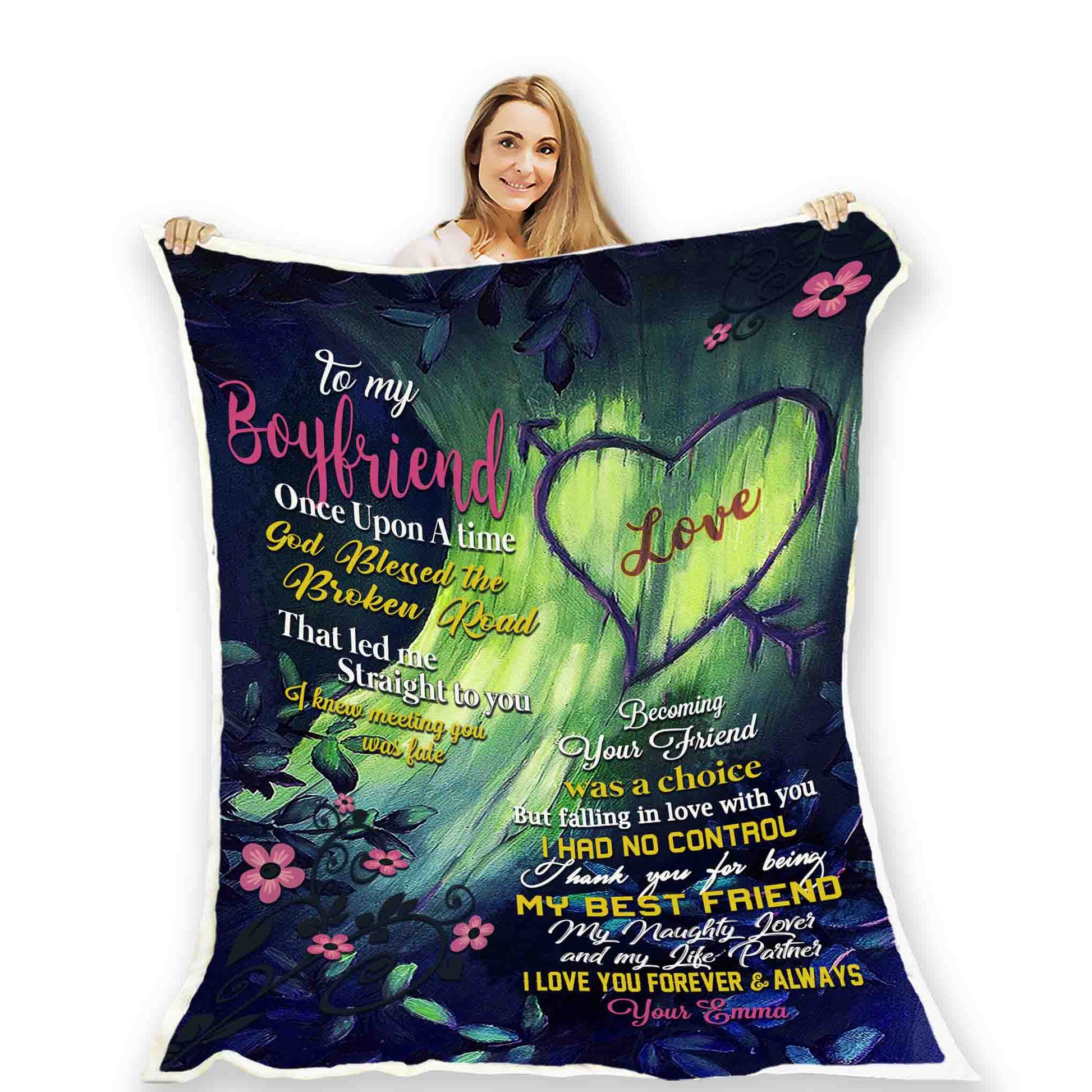 "To My Boyfriend God Blessed The Broken Road"- Personalized Blanket | Personalized Blanket | To My Boyfriend