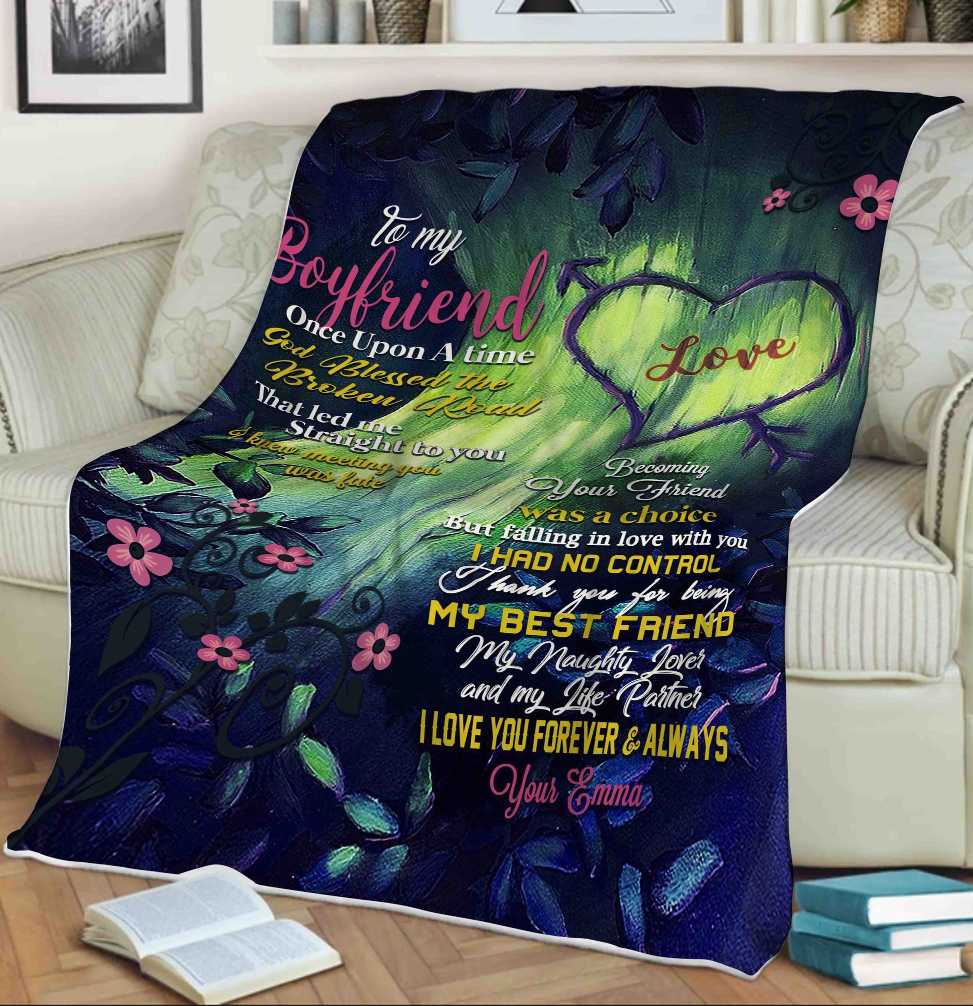 "To My Boyfriend God Blessed The Broken Road"- Personalized Blanket | Personalized Blanket | To My Boyfriend