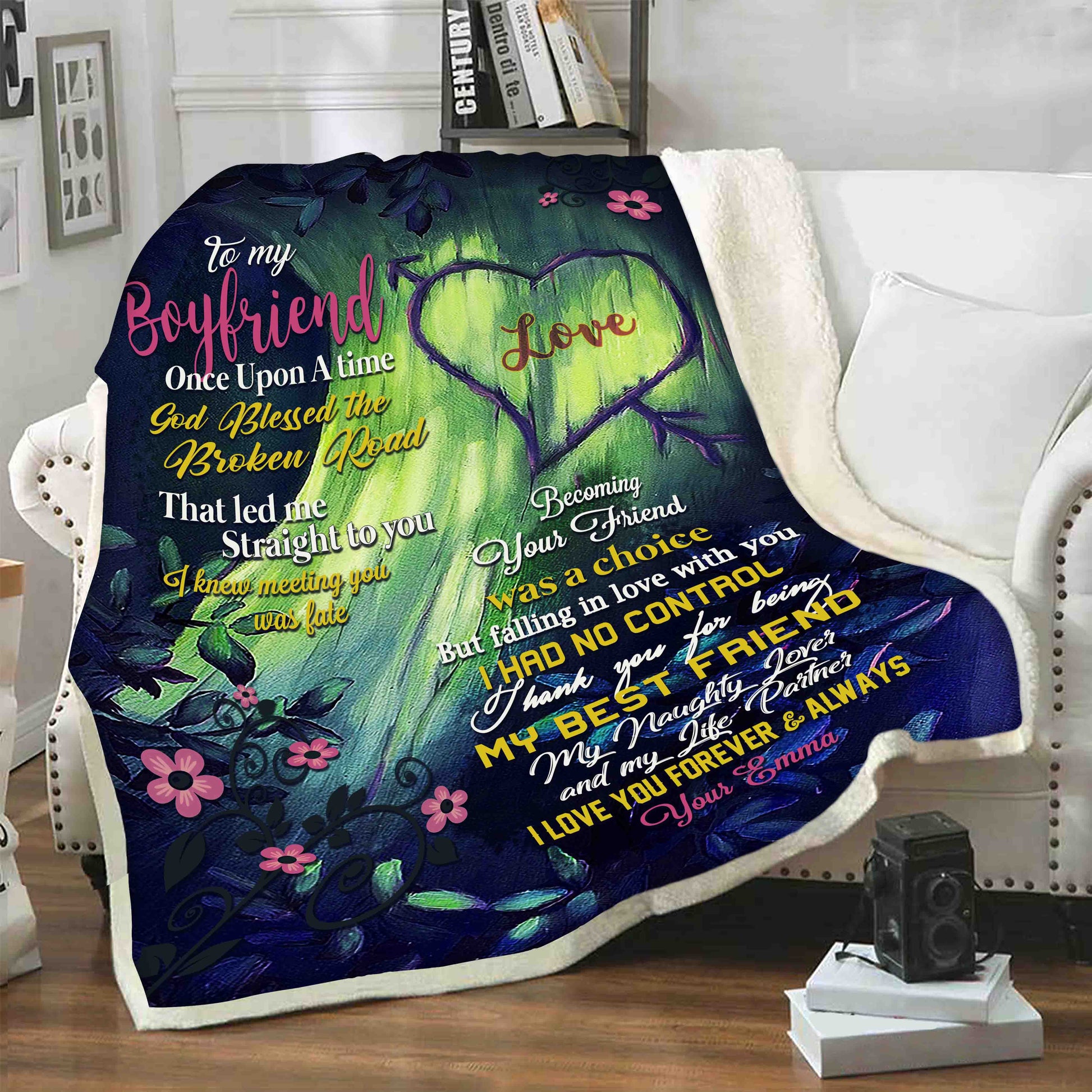 "To My Boyfriend God Blessed The Broken Road"- Personalized Blanket | Personalized Blanket | To My Boyfriend
