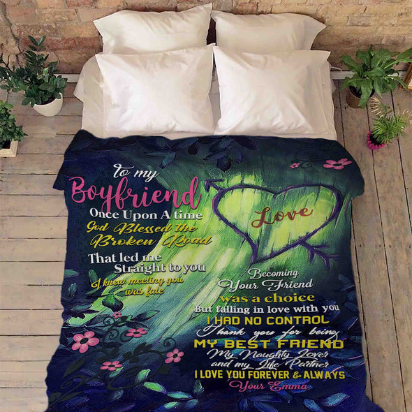 "To My Boyfriend God Blessed The Broken Road"- Personalized Blanket | Personalized Blanket | To My Boyfriend