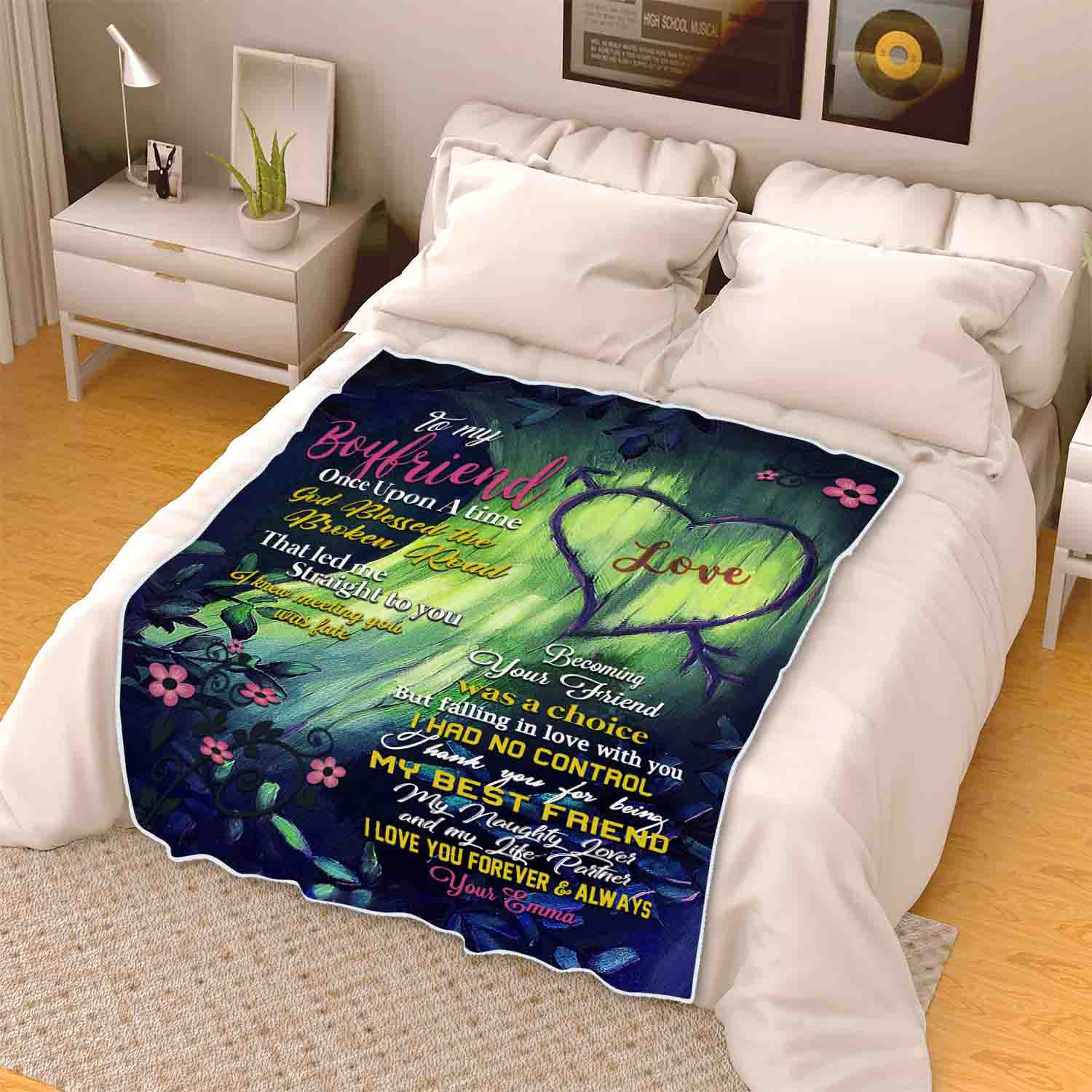 "To My Boyfriend God Blessed The Broken Road"- Personalized Blanket | Personalized Blanket | To My Boyfriend