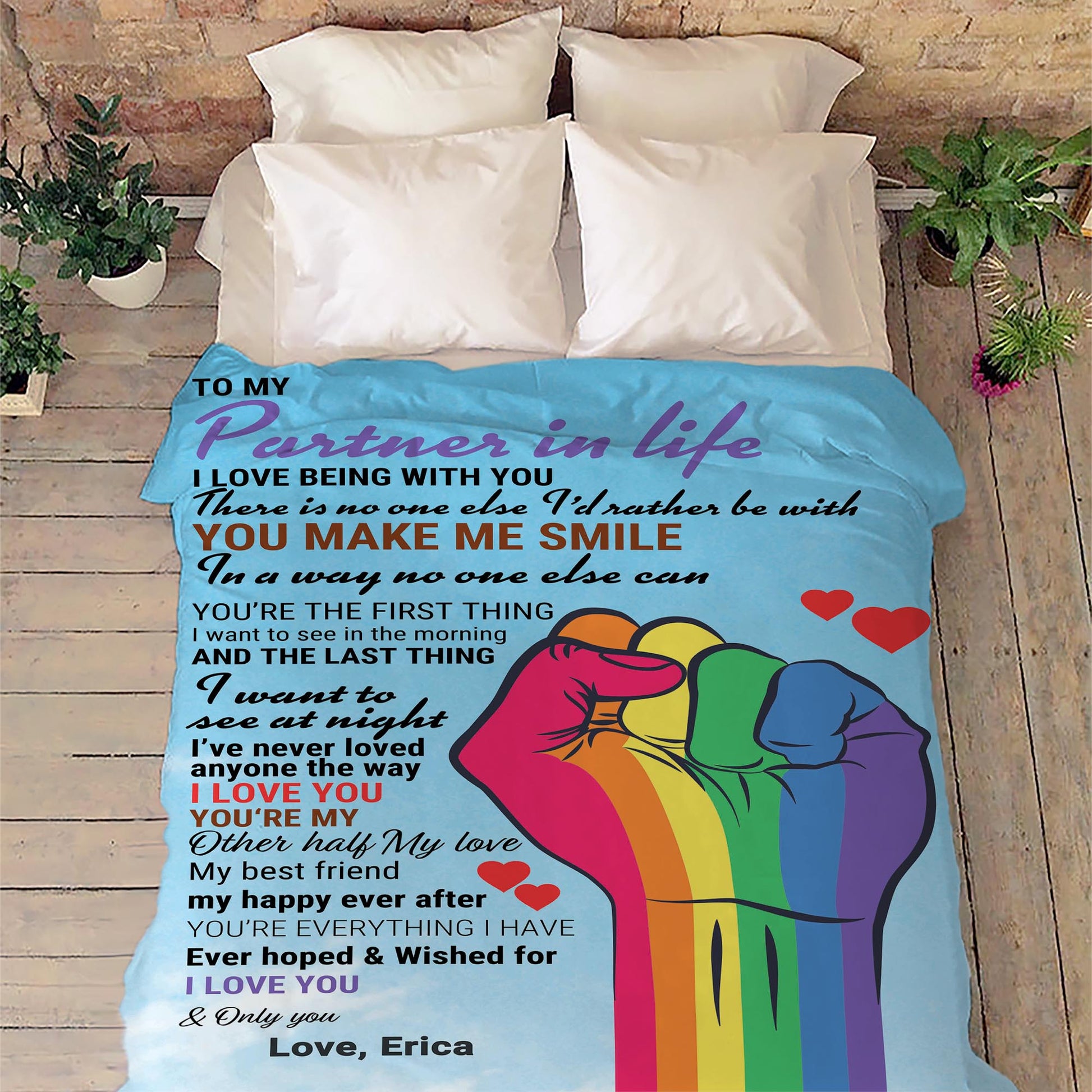 Personalized Blanket To My Partner In Life I Love You And Only You Customized LGBT Blankets