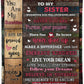Personalized Blanket To My Sister Never Give Up Fleece Blanket