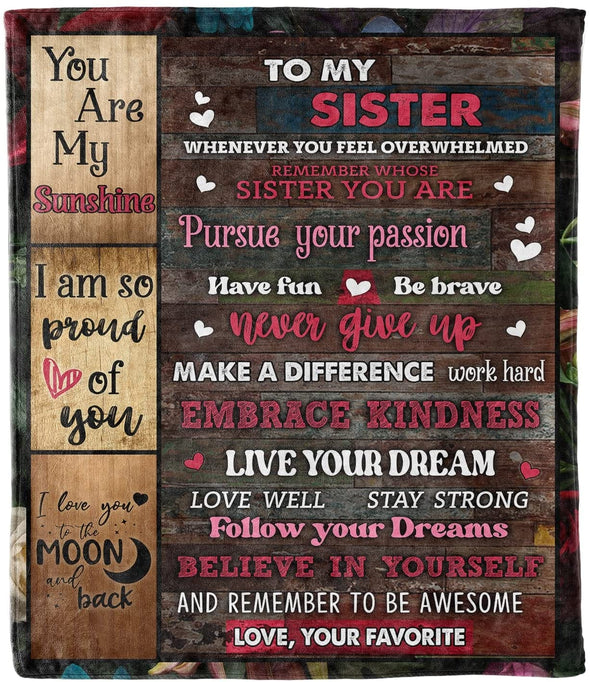 Personalized Blanket To My Sister Never Give Up Fleece Blanket